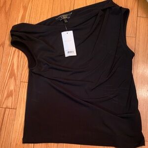 NWT lipsy black slash neck top